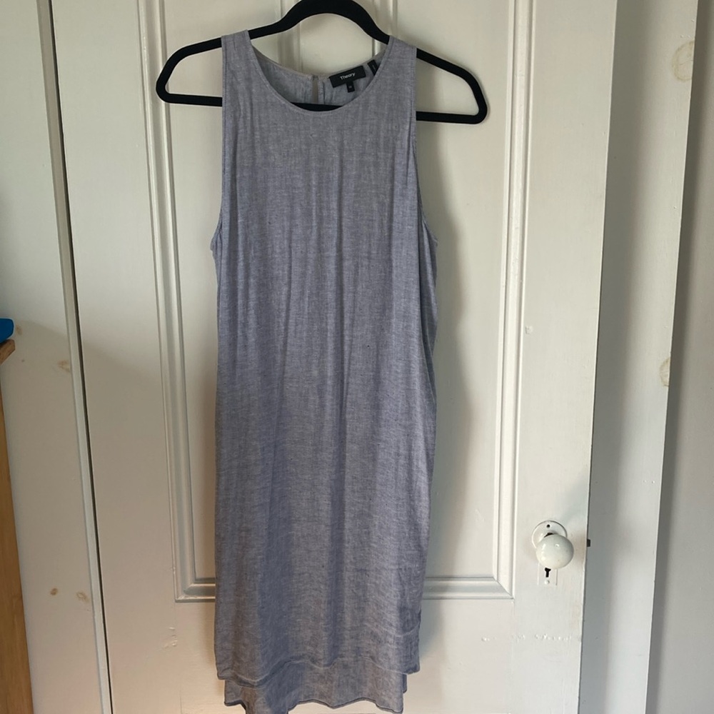 Theory Size 10 Linen Combo Sleeveless Shift Dress